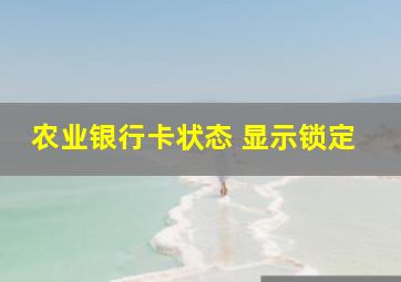 农业银行卡状态 显示锁定